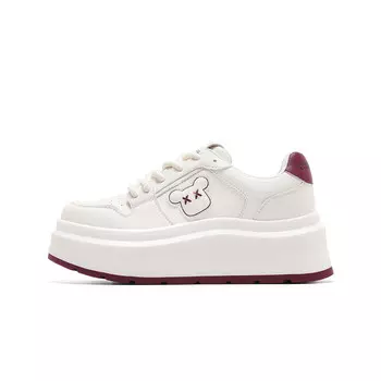 Кеды, скейтборд обувь женская низкая C°Banner, бежевый/красный