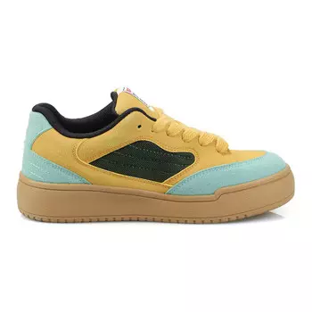 Кеды, скейтборд обувь женская низкая Chartreuse/розовый/бежевый B10Crown