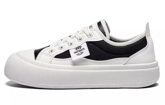 Кеды, скейтборд обувь женская низкая черный/бежевый Renben