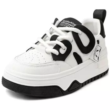 Кеды, скейтборд обувь женская низкая черный/бежевый Spider King