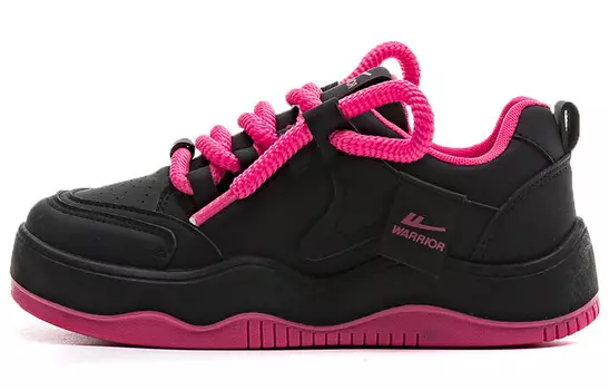 Кеды, скейтборд обувь женская низкая черный/фуксия Warrior