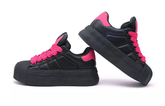 Кеды, скейтборд обувь женская низкая черный/красный Cai Chi