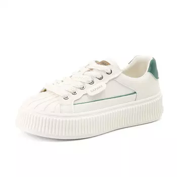 Кеды, скейтборд обувь женская низкая Daphne, бежевый/зеленый