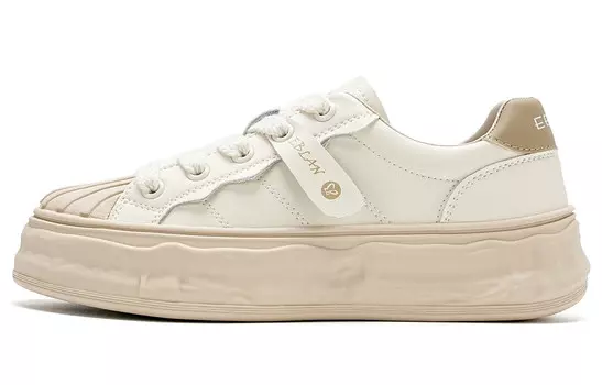 Кеды, скейтборд обувь женская низкая Eblan, бежевый/черный