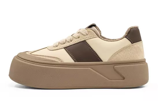 Кеды, скейтборд обувь женская низкая Eblan, цвет Brown Fleece-lined