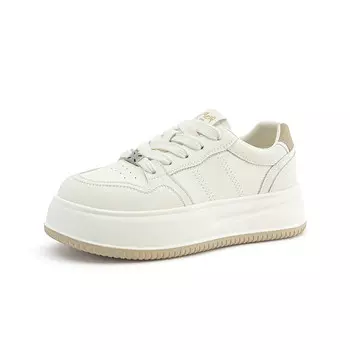 Кеды, скейтборд обувь женская низкая Gemeiq, бежевый/красный