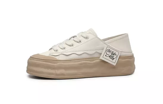 Кеды, скейтборд обувь женская низкая Hla, бежевый/черный