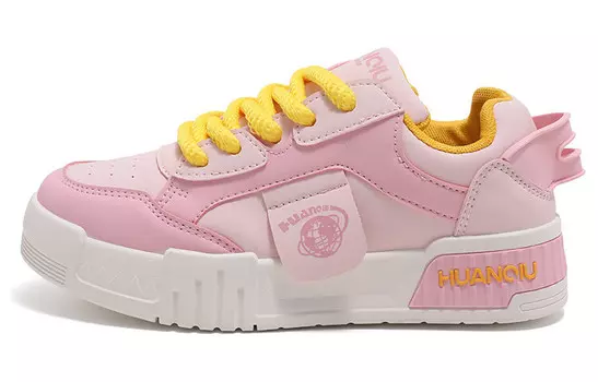 Кеды, скейтборд обувь женская низкая Huanqiu, черный/розово-красный