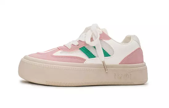 Кеды, скейтборд обувь женская низкая Humanism 1986, белый/зеленый