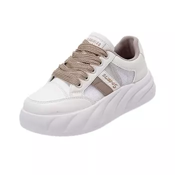 Кеды, скейтборд обувь женская низкая Johlin Dream, бежевый/красный