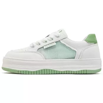 Кеды, скейтборд обувь женская низкая Josiny, белый/зеленый