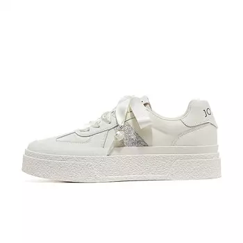 Кеды, скейтборд обувь женская низкая Josiny, бежевый/зеленый