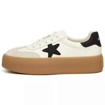 Кеды, скейтборд обувь женская низкая Kekafu, бежевый/черный