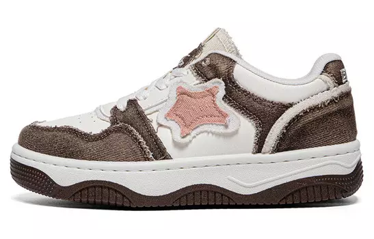 Кеды, скейтборд обувь женская низкая коричнево-бежевая Warrior