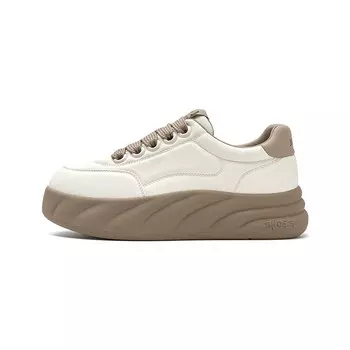 Кеды, скейтборд обувь женская низкая коричневый и бежевая Josiny