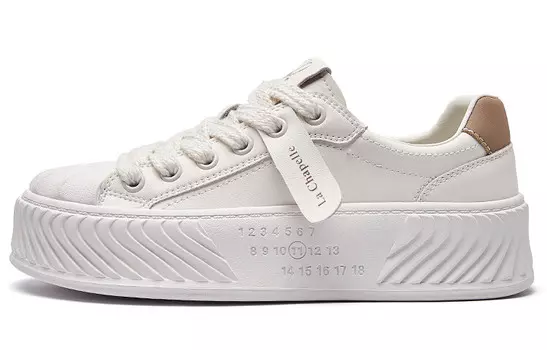 Кеды, скейтборд обувь женская низкая La Chapelle, бежевый/хаки