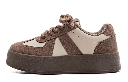 Кеды, скейтборд обувь женская низкая La Chapelle, бежевый/коричневый