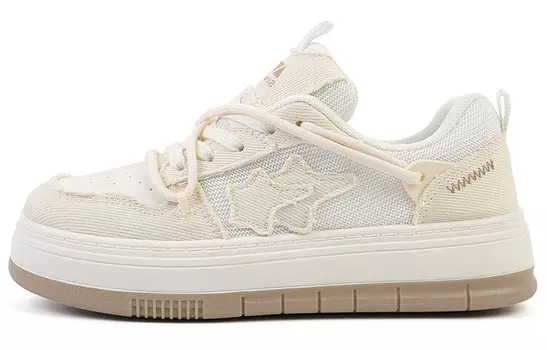 Кеды, скейтборд обувь женская низкая La Chapelle, бежевый/черный