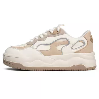 Кеды, скейтборд обувь женская низкая Laorentou, бежевый/черный