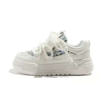 Кеды, скейтборд обувь женская низкая Meakkea, белый/розовый