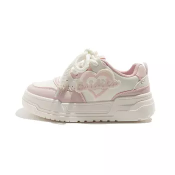 Кеды, скейтборд обувь женская низкая Meakkea, белый/розовый