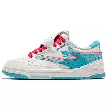 Кеды, скейтборд обувь женская низкая микрокристаллическая белый водно-зеленый Erke