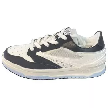 Кеды, скейтборд обувь женская низкая микрокристаллическая белый/орто-черный Erke