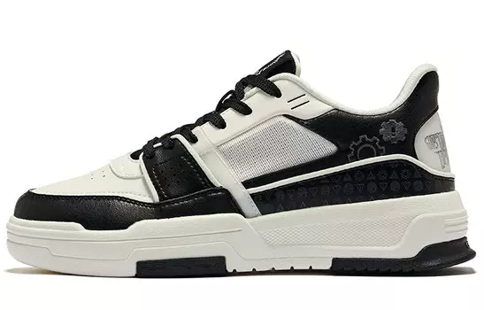 Кеды, скейтборд обувь женская низкая микрокристаллическая белый/орто-черный Erke