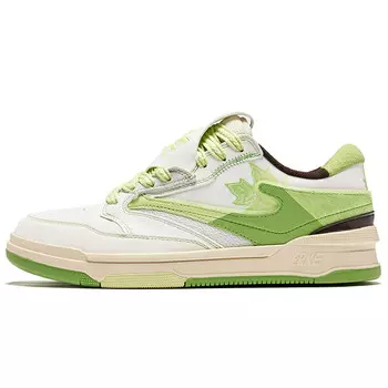 Кеды, скейтборд обувь женская низкая микрокристаллическая белый яблочно-зеленый Erke