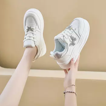 Кеды, скейтборд обувь женская низкая Obwa, бежевый/серебряный