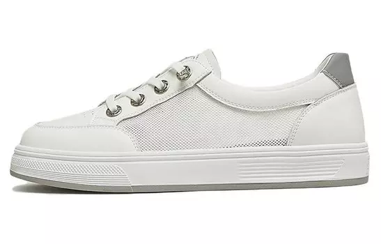 Кеды, скейтборд обувь женская низкая однотонная Tata, цвет White/Gray