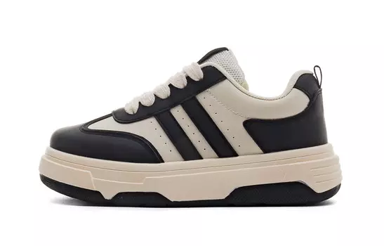 Кеды, скейтборд обувь женская низкая Paul Frank, бежевый/черный