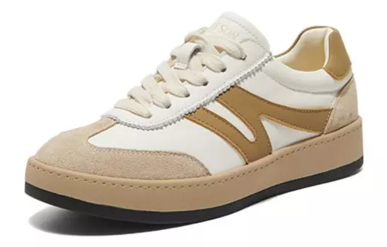 Кеды, скейтборд обувь женская низкая Pt'Son, бежевый/красный