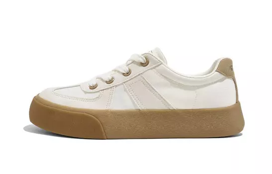 Кеды, скейтборд обувь женская низкая Renben, бежевый/черный