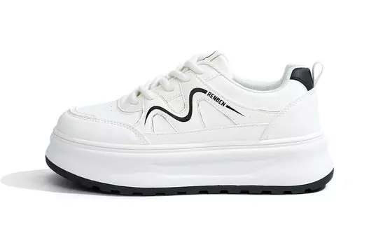 Кеды, скейтборд обувь женская низкая Renben, бежевый/черный