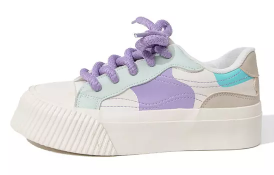 Кеды, скейтборд обувь женская низкая рис / светло-зеленый / фиолетовый Feiyue