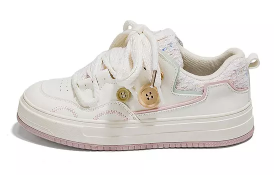 Кеды, скейтборд обувь женская низкая розовый Warrior, бежевый/розовый