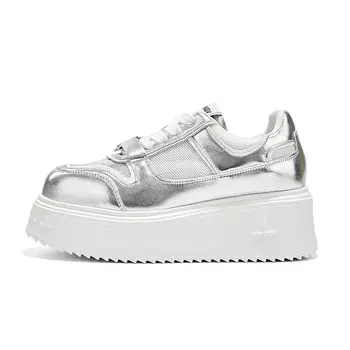 Кеды, скейтборд обувь женская низкая серебряный Burgely, серебряный