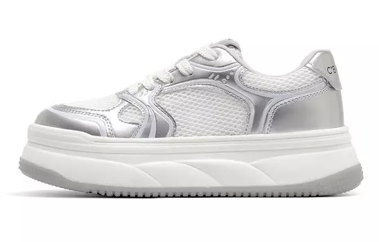 Кеды, скейтборд обувь женская низкая серебряный C°Banner, серебряный