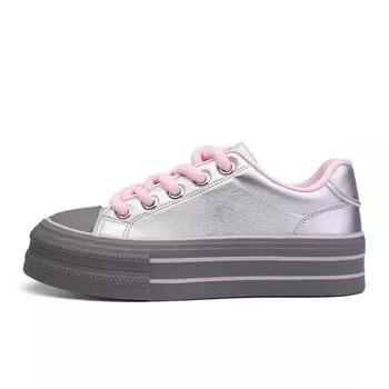 Кеды, скейтборд обувь женская низкая серебряный Deerway, цвет Silver Pink