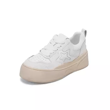 Кеды, скейтборд обувь женская низкая Yikefei, цвет White/Apricot