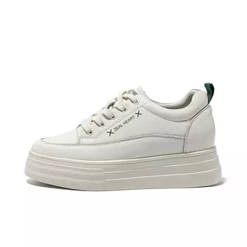 Кеды, скейтборд обувь женская низкая Zhr, бежевый/зеленый