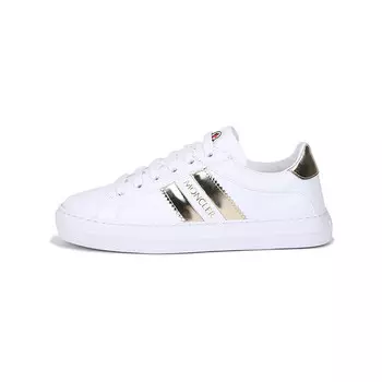 Кеды, скейтборд обувь женская низкая золотой Moncler, цвет White Gold Tail