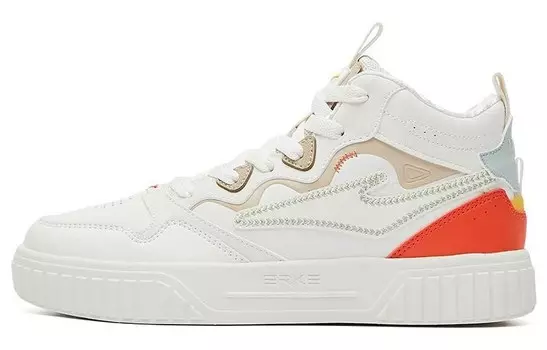 Кеды, скейтборд обувь женская средняя высота белый/оранжевый/коричневый/синий Erke