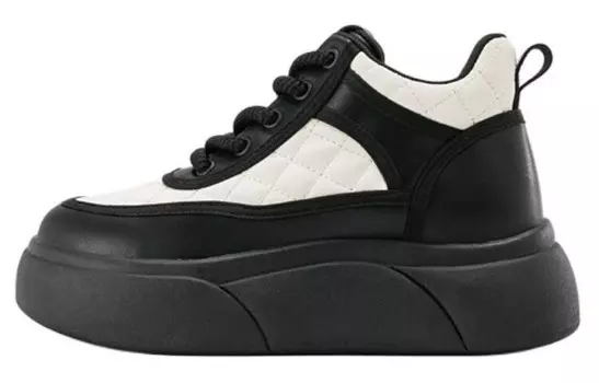 Кеды, скейтборд обувь женская средняя высота черный/белый Aokang