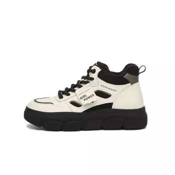 Кеды, скейтборд обувь женская средняя высота Daphne, бежевый/коричневый