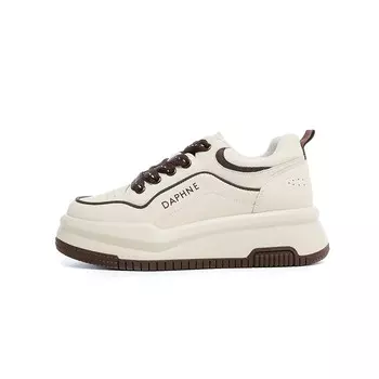 Кеды, скейтборд обувь женская средняя высота Daphne, бежевый/коричневый