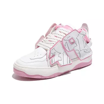 Кеды, скейтборд обувь женская средняя высота Paul Frank, белый/розовый