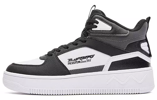 Кеды, скейтборд обувь женская высокая белый/черный 361°