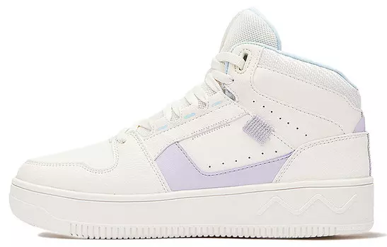 Кеды, скейтборд обувь женская высокая белый/фиолетовый 361°